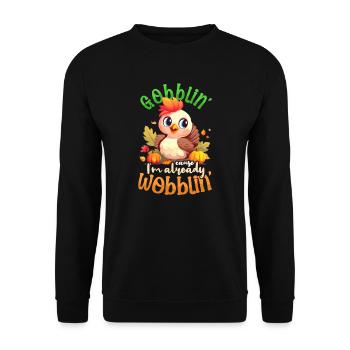 Pregnancy Announcement Gobblin Already Wobblin - Unisex Sweatshirt - black - Front - Alina (178cm) & Michal (187cm)