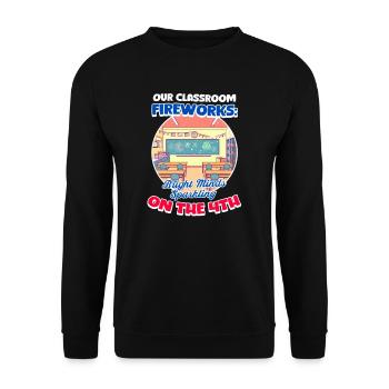 Enseignant de maternelle Notre salle de classe Feux d’artifice - Sweat-shirt Unisexe - noir - Devant - Alina (178cm) & Michal (187cm)