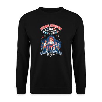 Enseignant de maternelle étoiles rayures paillettes colle - Sweat-shirt Unisexe - noir - Devant - Alina (178cm) & Michal (187cm)