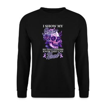 Les cicatrices de violence conjugale que d’autres savent guérir - Sweat-shirt Unisexe - noir - Devant - Alina (178cm) & Michal (187cm)