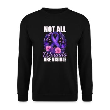 Violence domestique : toutes les blessures ne sont pas visibles - Sweat-shirt Unisexe - noir - Devant - Alina (178cm) & Michal (187cm)