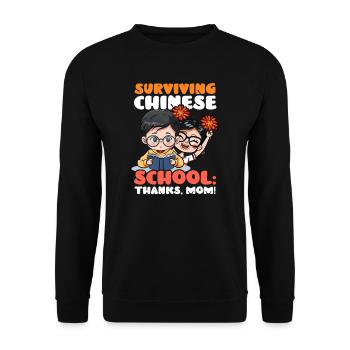 Chinese Mom Surviving Chinese School: Thanks, Mom! - Unisex Sweatshirt - black - Front - Alina (178cm) & Michal (187cm)