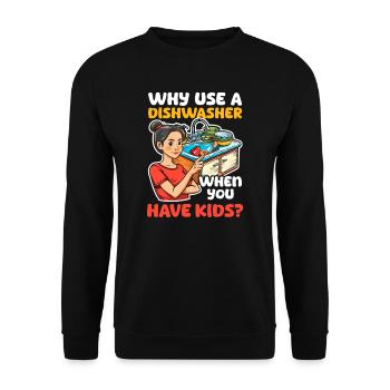 Chinesische Mutter, warum eine Spülmaschine benutzen, wenn Sie ein Kind haben - Unisex Pullover - Schwarz - Vorne - Alina (178cm) & Michal (187cm)