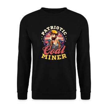 4. Juli Bergmann Patriotischer Bergmann - Unisex Pullover - Schwarz - Vorne - Alina (178cm) & Michal (187cm)