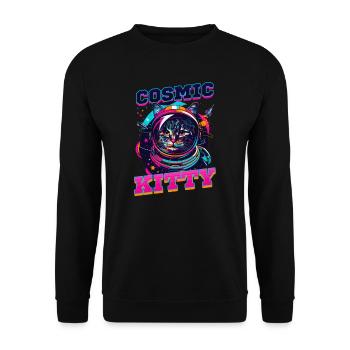 Chat astronaute Cosmic Kitty - Sweat-shirt Unisexe - noir - Devant - Alina (178cm) & Michal (187cm)