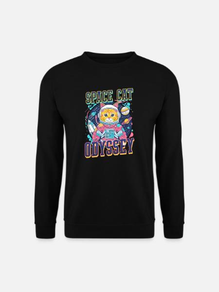 Cat Astronaut Space Cat Odyssey - Unisex Sweatshirt - black