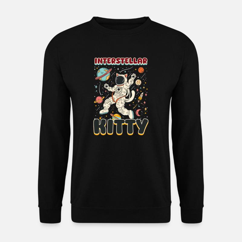 Katze Astronaut Interstellar Kitty - Unisex Pullover - Schwarz