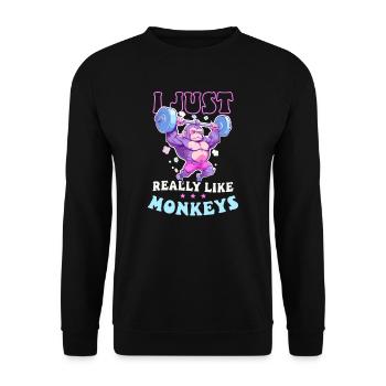 Affenliebhaber einfach wie Affen - Unisex Pullover - Schwarz - Vorne - Alina (178cm) & Michal (187cm)