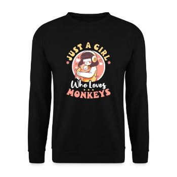 Monkey Lover Girl Loves Monkeys - Unisex Sweatshirt - black - Front - Alina (178cm) & Michal (187cm)