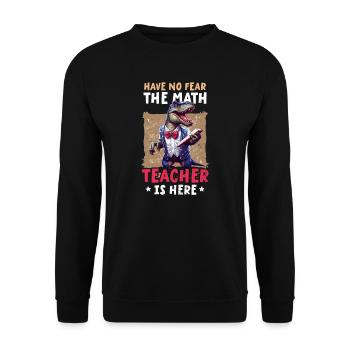 4. Juli Mathelehrer Mathelehrer hier Dinosau - Unisex Pullover - Schwarz - Vorne - Alina (178cm) & Michal (187cm)