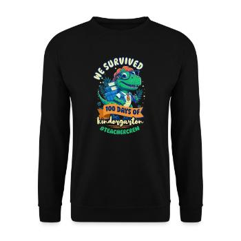 100 Tage Schullehrer überlebten 100 Kindergart - Unisex Pullover - Schwarz - Vorne - Alina (178cm) & Michal (187cm)