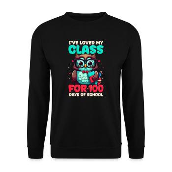100 Days Of School Teacher Loved My Class Owl - Unisex Sweatshirt - black - Front - Alina (178cm) & Michal (187cm)