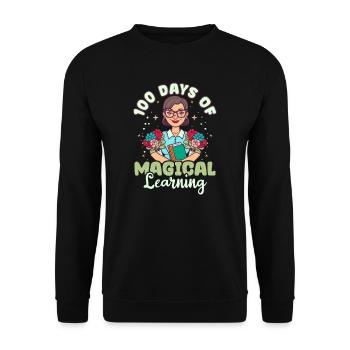 100 Days Of School Teacher 100 Days Magical Learni - Unisex Sweatshirt - black - Front - Alina (178cm) & Michal (187cm)