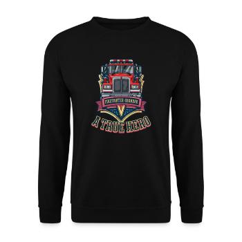 Feuerwehrmann-Opa Ein wahrer Held - Unisex Pullover - Schwarz - Vorne - Alina (178cm) & Michal (187cm)