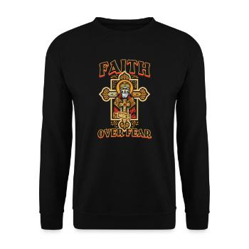 Orthodox Faith Over Fear - Unisex Sweatshirt - black - Front - Alina (178cm) & Michal (187cm)