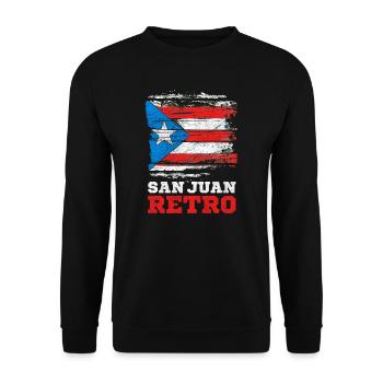 Puerto Rico Flag San Juan Retro - Unisex Sweatshirt - black - Front - Alina (178cm) & Michal (187cm)