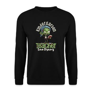 Kindergarten Teacher Loves Brains - Unisex Sweatshirt - black - Front - Alina (178cm) & Michal (187cm)