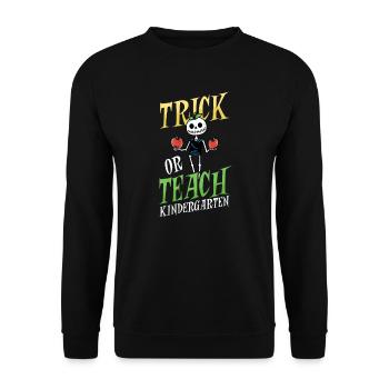 Kindergarten Teacher Trick Or Teach Skeleton - Unisex Sweatshirt - black - Front - Alina (178cm) & Michal (187cm)