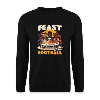 Fête du football de Thanksgiving puis football - Sweat-shirt Unisexe - noir - Devant - Alina (178cm) & Michal (187cm)