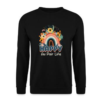 Au Pair Happy Au Pair Life - Unisex Sweatshirt - black - Front - Alina (178cm) & Michal (187cm)