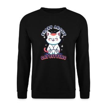 Cat Sitter Crazy About Catsitting - Unisex Sweatshirt - black - Front - Alina (178cm) & Michal (187cm)
