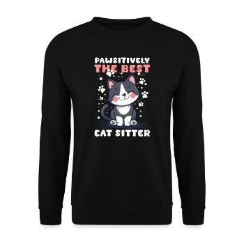 Cat Sitter Pawsitively The Best Cat Sitter - Unisex Sweatshirt - black - Front - Alina (178cm) & Michal (187cm)