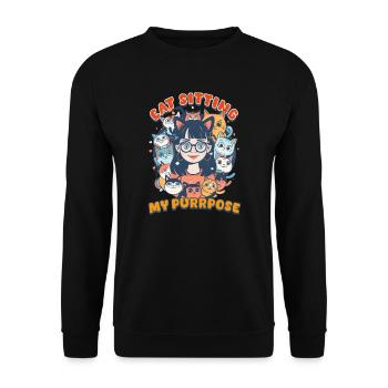 Cat Sitter Cat Sitting: My Purrpose - Unisex Sweatshirt - black - Front - Alina (178cm) & Michal (187cm)
