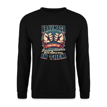 Krav Maga Falten Kleidung Mit Menschen Darin - Unisex Pullover - Schwarz - Vorne - Alina (178cm) & Michal (187cm)