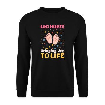 L&D-Krankenschwester L&D-Krankenschwester: Freude ins Leben bringen - Unisex Pullover - Schwarz - Vorne - Alina (178cm) & Michal (187cm)