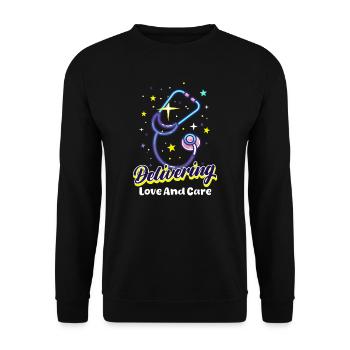 L&D-Krankenschwester liefert Liebe und Fürsorge - Unisex Pullover - Schwarz - Vorne - Alina (178cm) & Michal (187cm)