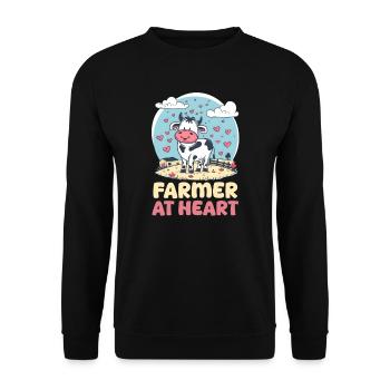 Farmer Farmer im Herzen - Unisex Pullover - Schwarz - Vorne - Alina (178cm) & Michal (187cm)