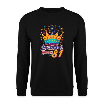 81. Geburtstag Geburtstagskönigin mit 81 - Unisex Pullover - Schwarz - Vorne - Alina (178cm) & Michal (187cm)
