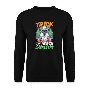 Halloween Chemielehrer Süßes Oder Saures Chemiker - Unisex Pullover - Schwarz - Vorne - Alina (178cm) & Michal (187cm)