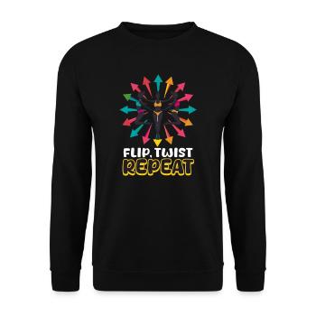 Gymnastik Flippen, Drehen, Wiederholen - Unisex Pullover - Schwarz - Vorne - Alina (178cm) & Michal (187cm)