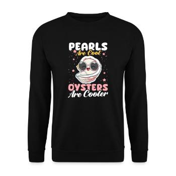 Austernperlen sind cool, Austern sind cooler - Unisex Pullover - Schwarz - Vorne - Alina (178cm) & Michal (187cm)