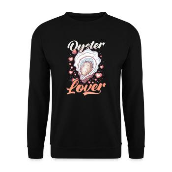 Austern-Austern-Liebhaber - Unisex Pullover - Schwarz - Vorne - Alina (178cm) & Michal (187cm)