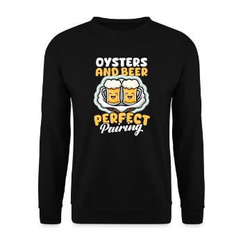 Austernaustern und Bier: Perfekte Kombination - Unisex Pullover - Schwarz - Vorne - Alina (178cm) & Michal (187cm)