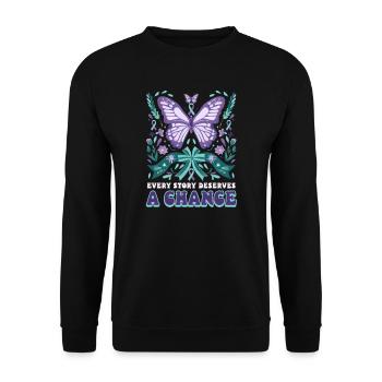 Sensibilisation au suicide : chaque histoire mérite une chance - Sweat-shirt Unisexe - noir - Devant - Alina (178cm) & Michal (187cm)
