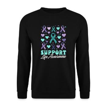 Sensibilisation au suicide Soutien à la vie - Sweat-shirt Unisexe - noir - Devant - Alina (178cm) & Michal (187cm)