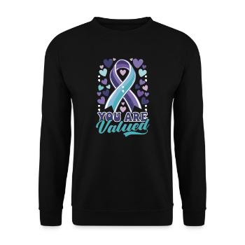 Sensibilisation au suicide Vous êtes valorisé - Sweat-shirt Unisexe - noir - Devant - Alina (178cm) & Michal (187cm)
