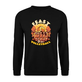 Thanksgiving Volleyball Feast Then Volleyball - Unisex Sweatshirt - black - Front - Alina (178cm) & Michal (187cm)