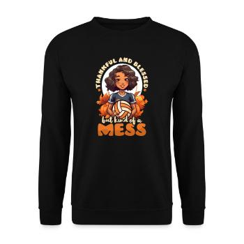Thanksgiving Volleyball Dankbar Und Chaos - Unisex Pullover - Schwarz - Vorne - Alina (178cm) & Michal (187cm)