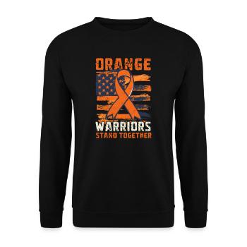 Leukemia Awareness Orange Warriors Stand Together - Unisex Sweatshirt - black - Front - Alina (178cm) & Michal (187cm)