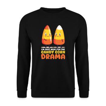 Candy Corn Je suis juste là pour le drame Candy Corn - Sweat-shirt Unisexe - noir - Devant - Alina (178cm) & Michal (187cm)
