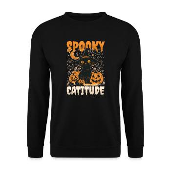 Halloween Chat Spooky Catitude - Sweat-shirt Unisexe - noir - Devant - Alina (178cm) & Michal (187cm)