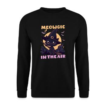 Chat d’Halloween Miowgic Dans L’air - Sweat-shirt Unisexe - noir - Devant - Alina (178cm) & Michal (187cm)