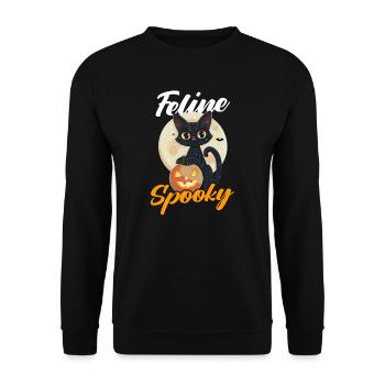 Halloween Chat Félin Effrayant - Sweat-shirt Unisexe - noir - Devant - Alina (178cm) & Michal (187cm)