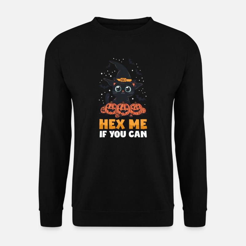 Halloween-Katze Hexe mich, wenn du kannst - Unisex Pullover - Schwarz