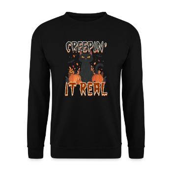 Le chat d’Halloween Creepin' It Real - Sweat-shirt Unisexe - noir - Devant - Alina (178cm) & Michal (187cm)