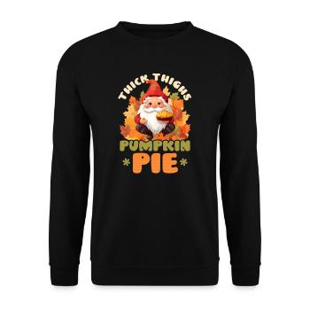 Thanksgiving-Zwerg Dicke Oberschenkel Kürbiskuchen - Unisex Pullover - Schwarz - Vorne - Alina (178cm) & Michal (187cm)
